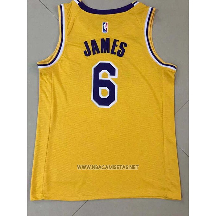 Camiseta Los Angeles Lakers LeBron James NO 6 Icon 2021-22 Amarillo